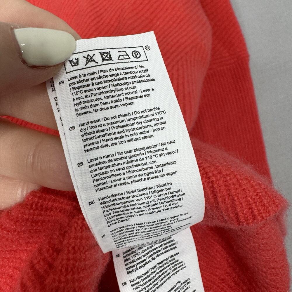 Maje Womens Sweater 0 Coral Pink 100% Cashmere Madone Ribbed Low V Back Cozy - Picture 13 of 14
